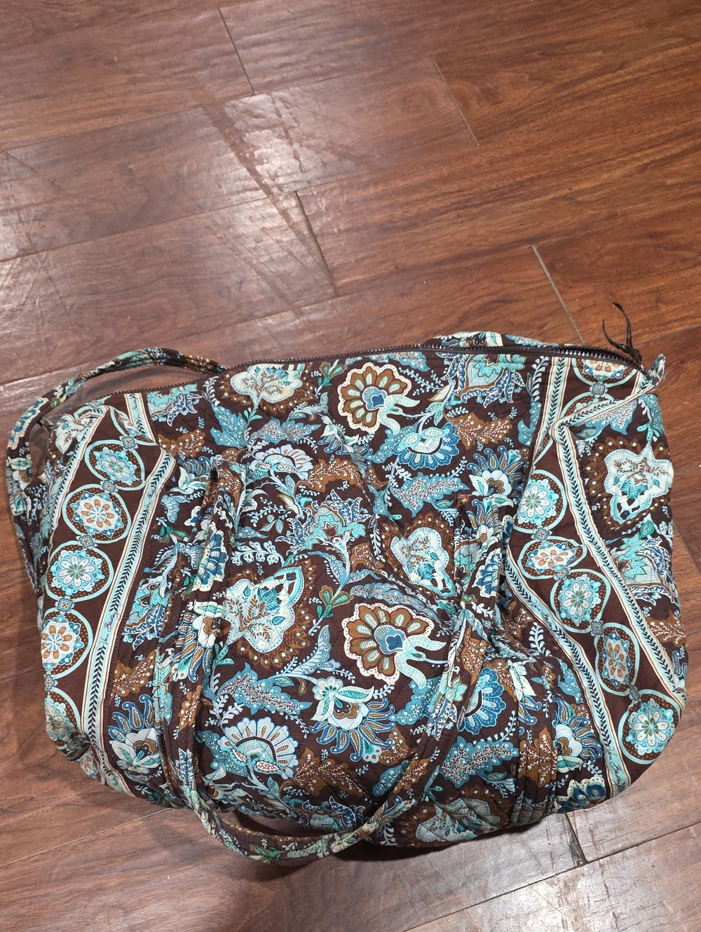 Vera Bradley Brown & Teal Quilted Floral Tote